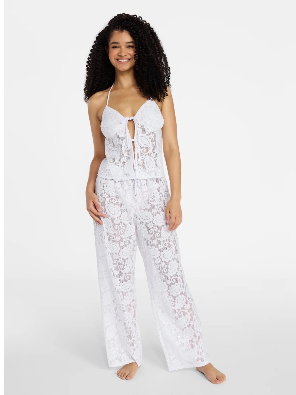 No Boundaries White Lace Halter Set